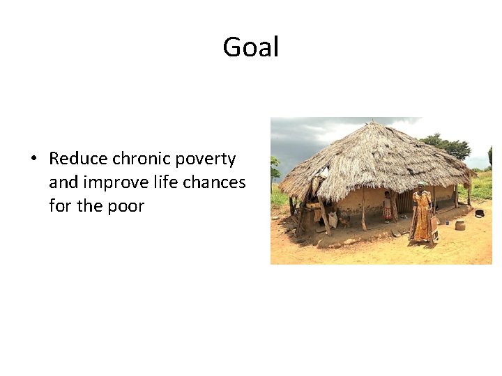 Goal • Reduce chronic poverty and improve life chances for the poor 
