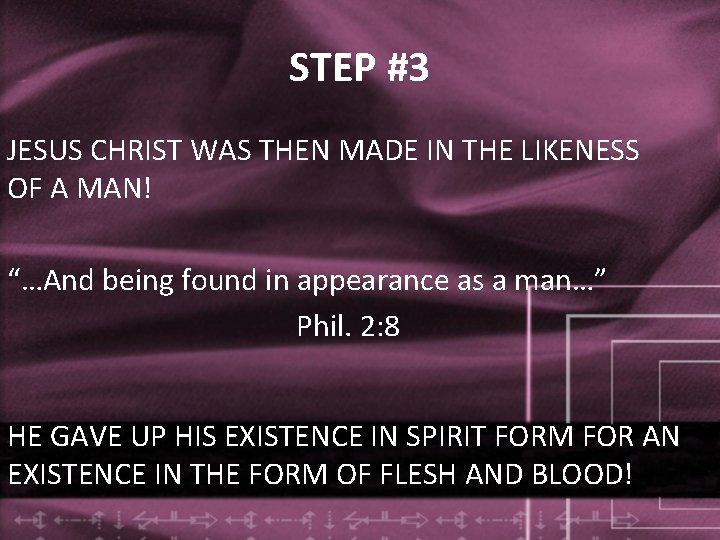 STEP #3 JESUS CHRIST WAS THEN MADE IN THE LIKENESS OF A MAN! “…And