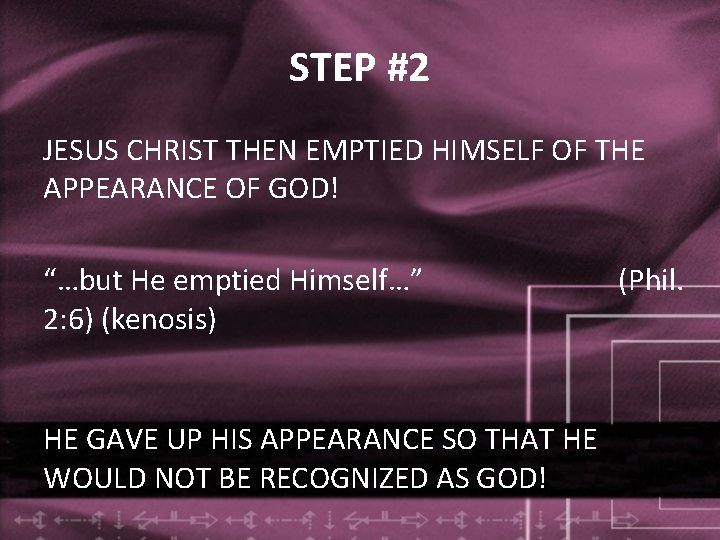 STEP #2 JESUS CHRIST THEN EMPTIED HIMSELF OF THE APPEARANCE OF GOD! “…but He