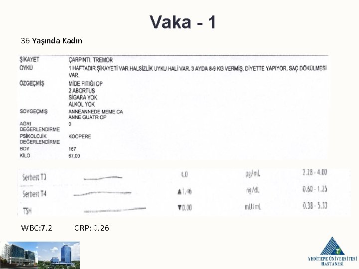 Vaka - 1 36 Yaşında Kadın WBC: 7. 2 CRP: 0. 26 