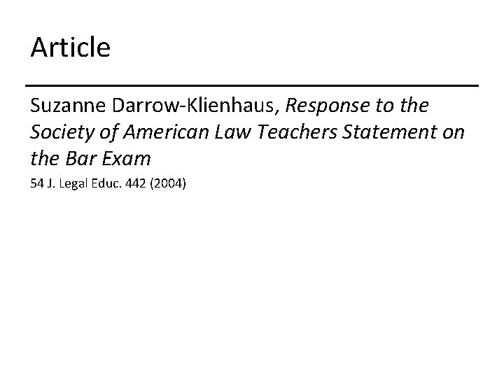 Article Suzanne Darrow-Klienhaus, Response to the Society of American Law Teachers Statement on the