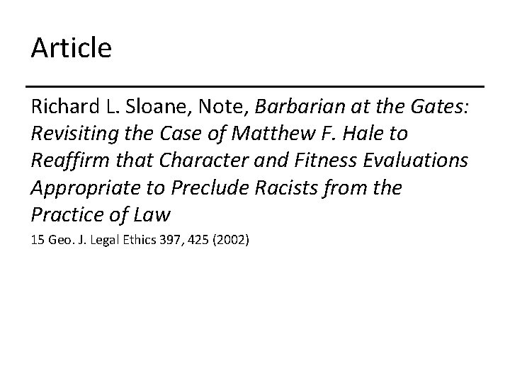 Article Richard L. Sloane, Note, Barbarian at the Gates: Revisiting the Case of Matthew