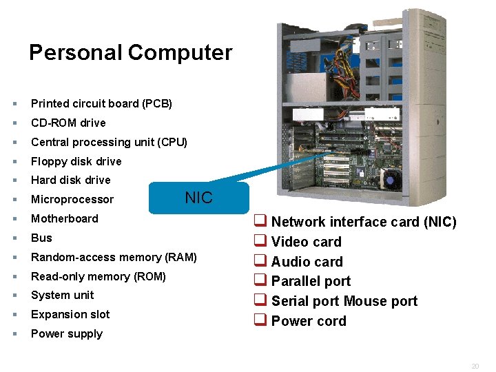Personal Computer § Printed circuit board (PCB) § CD-ROM drive § Central processing unit