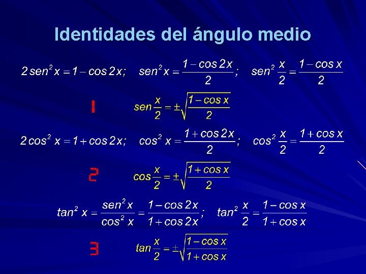 Identidades del ángulo medio 