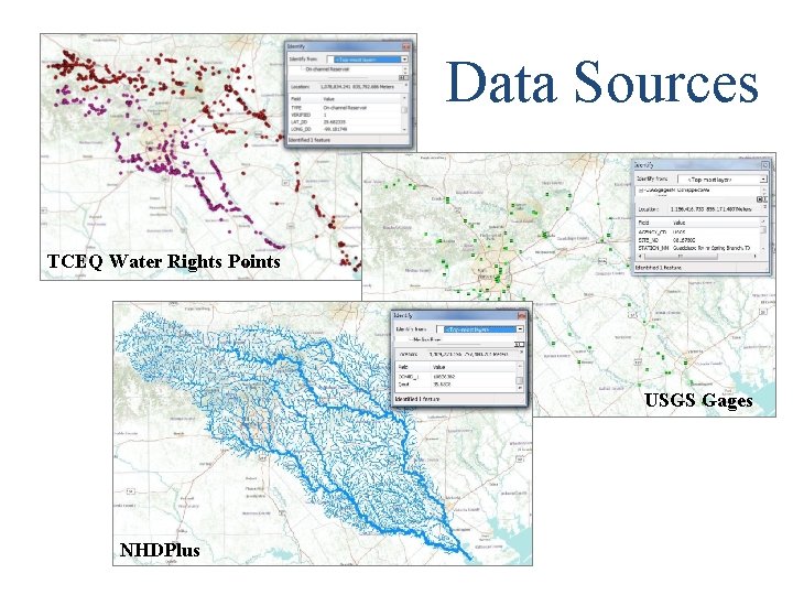 Data Sources TCEQ Water Rights Points USGS Gages NHDPlus 