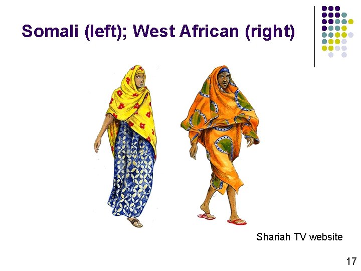 Somali (left); West African (right) Shariah TV website 17 