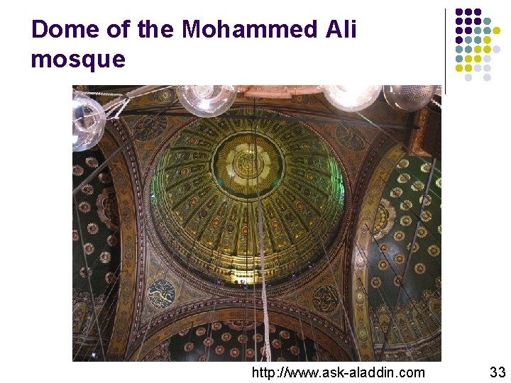 Dome of the Mohammed Ali mosque http: //www. ask-aladdin. com 33 