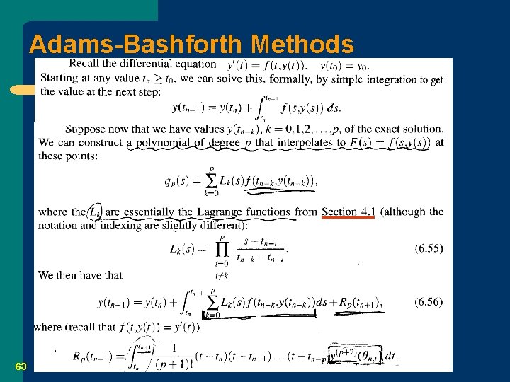 Adams-Bashforth Methods 63 