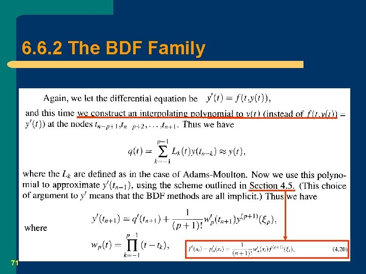 6. 6. 2 The BDF Family l 71 BDF: backward difference formula 