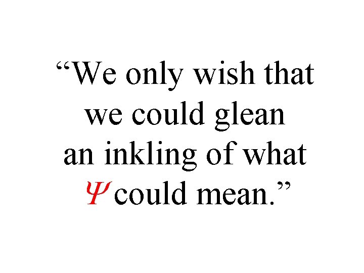 “We only wish that we could glean an inkling of what could mean. ”