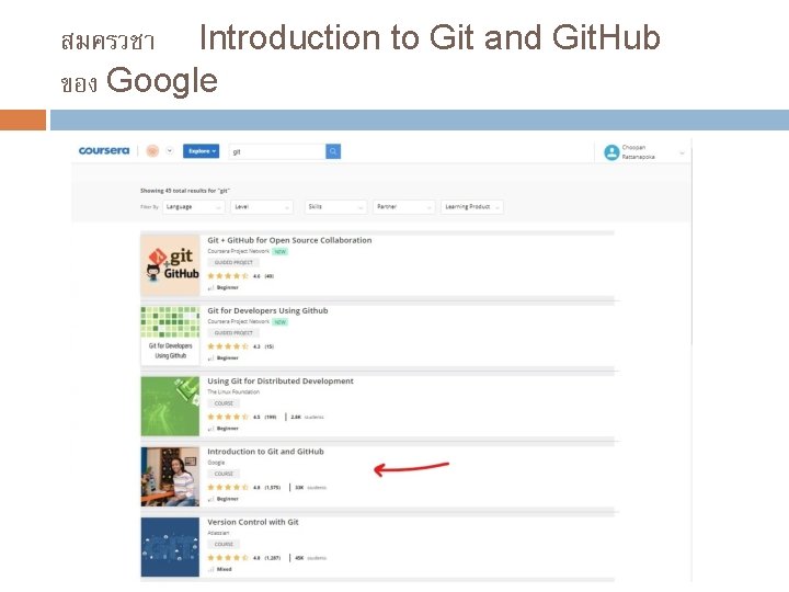 สมครวชา Introduction to Git and Git. Hub ของ Google 