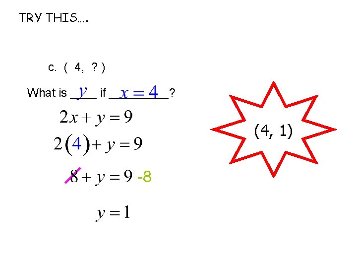 TRY THIS…. c. ( 4, ? ) What is ____ if _____? (4, 1)