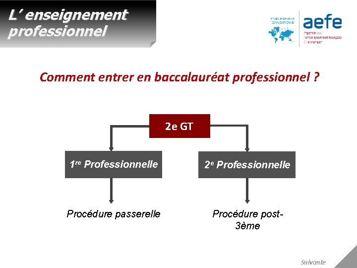 L’ enseignement professionnel Comment entrer en baccalauréat professionnel ? 2 e GT 1 re