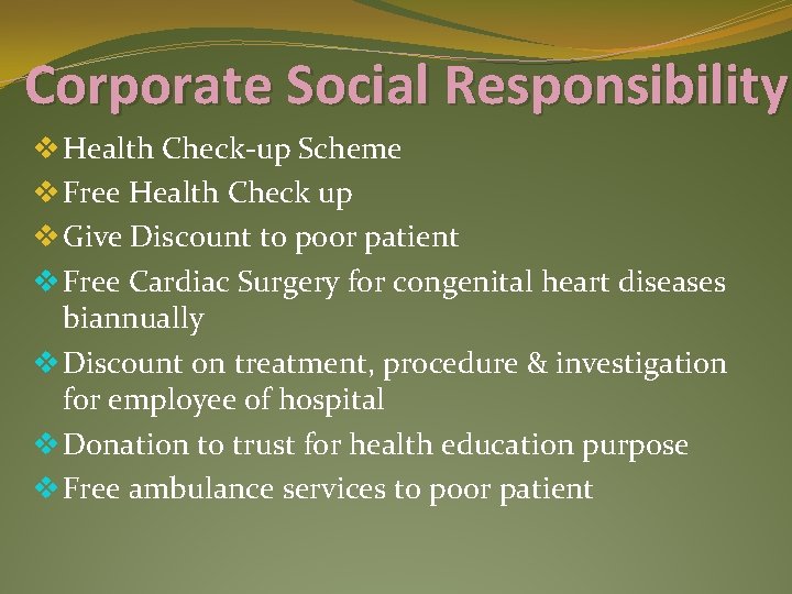 Corporate Social Responsibility v Health Check-up Scheme v Free Health Check up v Give
