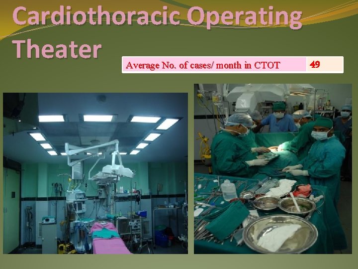 Cardiothoracic Operating Theater Average No. of cases/ month in CTOT 49 