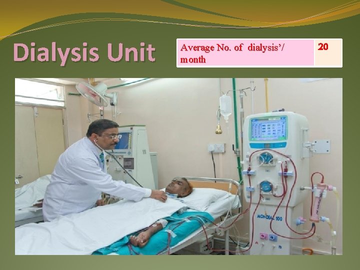 Dialysis Unit Average No. of dialysis’/ month 20 