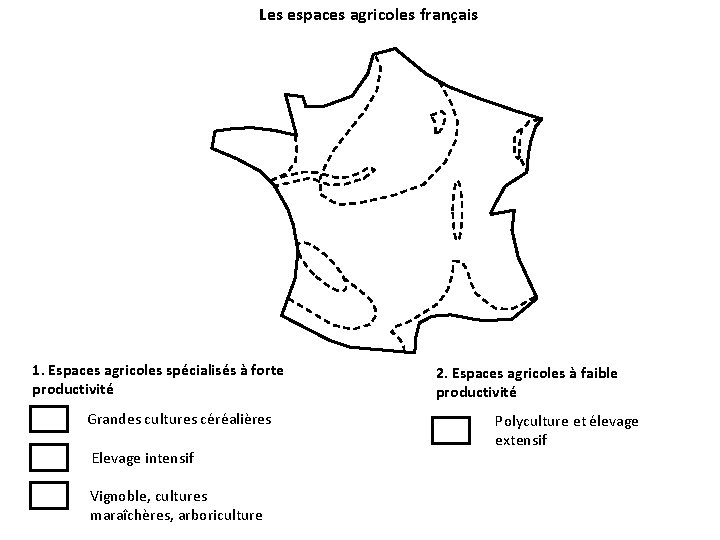Les espaces agricoles français 1. Espaces agricoles spécialisés à forte productivité Grandes cultures céréalières