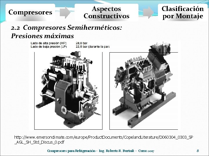 Compresores Aspectos Constructivos Clasificación por Montaje 2. 2 Compresores Semiherméticos: Presiones máximas http: //www. Compresores Aspectos Constructivos Clasificación por Montaje 2. 2 Compresores Semiherméticos: Presiones máximas http: //www.