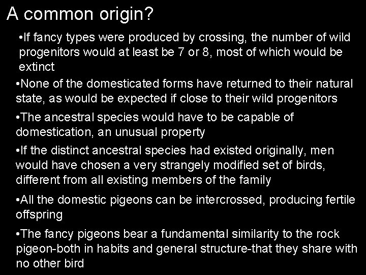 A common origin? • If fancy types were produced by crossing, the number of