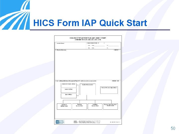HICS Form IAP Quick Start 50 
