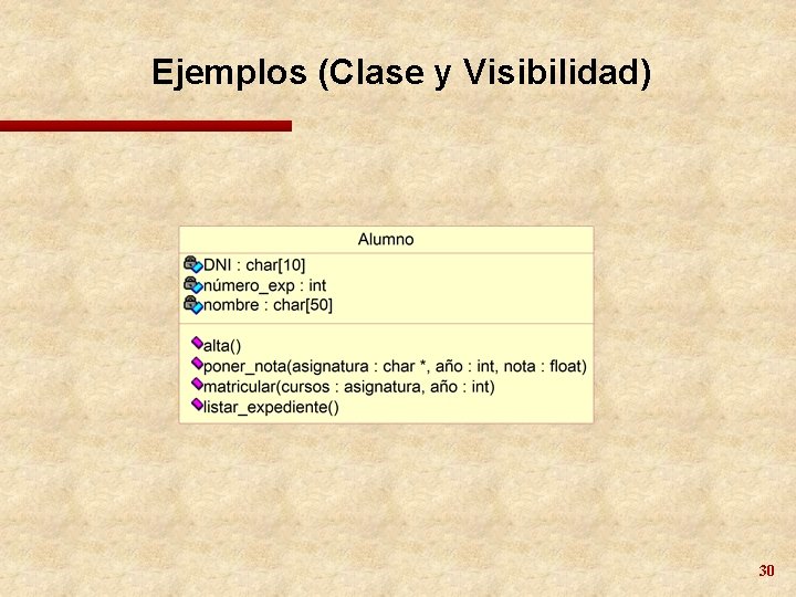 Ejemplos (Clase y Visibilidad) 30 