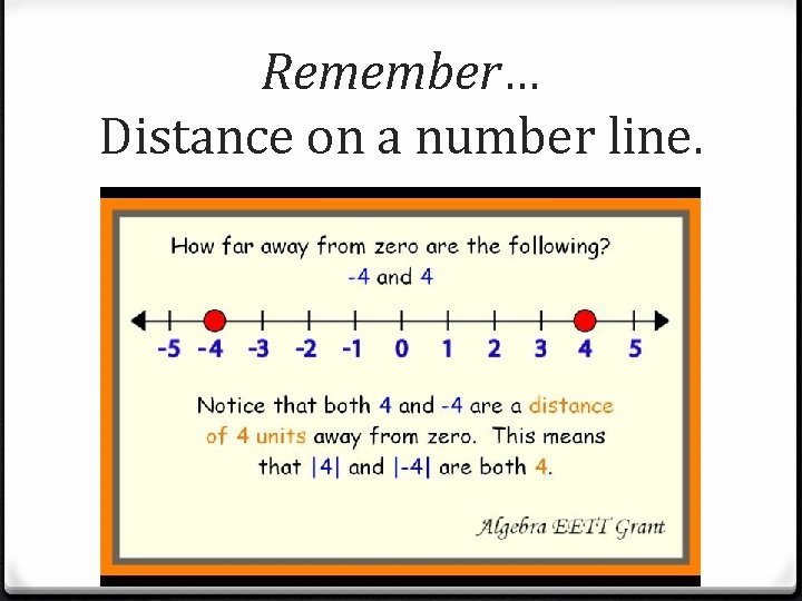 Remember… Distance on a number line. 