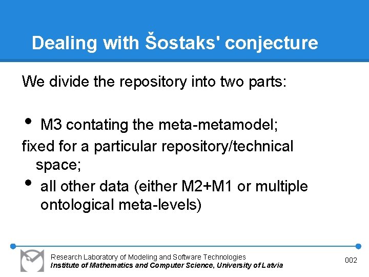 Dealing with Šostaks' conjecture We divide the repository into two parts: • M 3