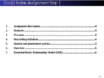 Doc(s) index: Assignment Step 1 2/ 61 