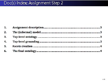 Doc(s) index: Assignment Step 2 3/ 61 