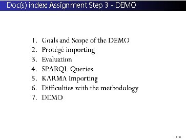 Doc(s) index: Assignment Step 3 - DEMO 4/ 61 