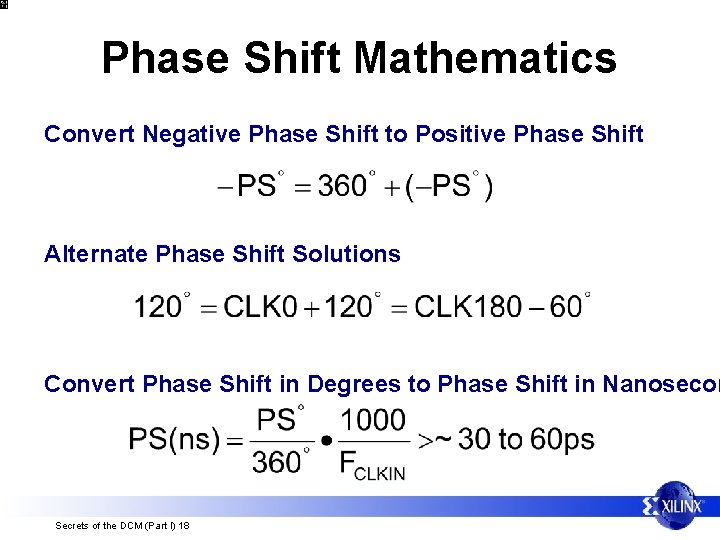 Phase Shift Mathematics Convert Negative Phase Shift to Positive Phase Shift Alternate Phase Shift