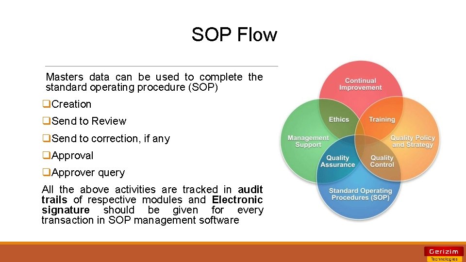 SOP Flow Masters data can be used to complete the standard operating procedure (SOP)