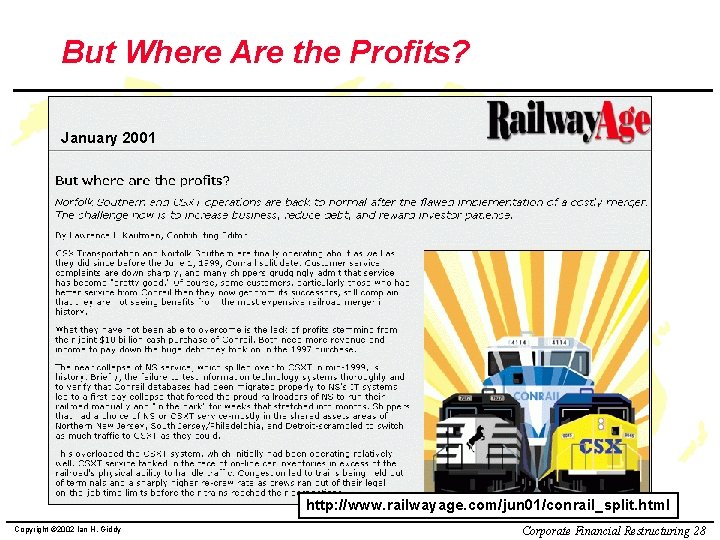 But Where Are the Profits? January 2001 http: //www. railwayage. com/jun 01/conrail_split. html Copyright