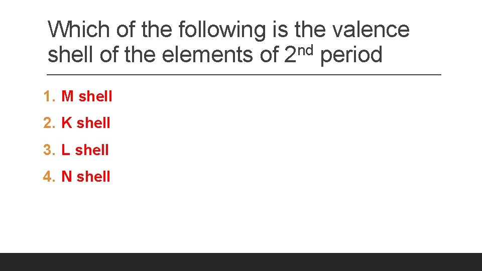 Which of the following is the valence shell of the elements of 2 nd