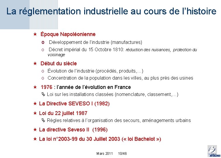 La réglementation industrielle au cours de l’histoire « Époque Napoléonienne o Développement de l’industrie