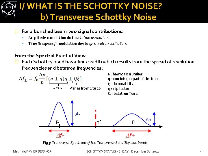 I/ WHAT IS THE SCHOTTKY NOISE? b) Transverse Schottky Noise � For a bunched I/ WHAT IS THE SCHOTTKY NOISE? b) Transverse Schottky Noise � For a bunched