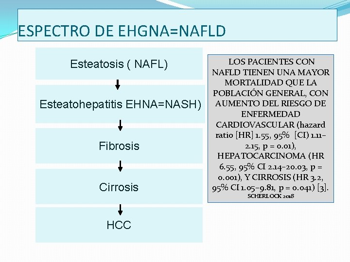 ESPECTRO DE EHGNA=NAFLD Esteatosis ( NAFL) Esteatohepatitis EHNA=NASH) Fibrosis Cirrosis HCC LOS PACIENTES CON