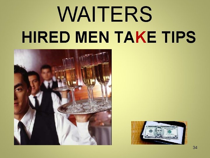 WAITERS HIRED MEN TAKE TIPS 34 