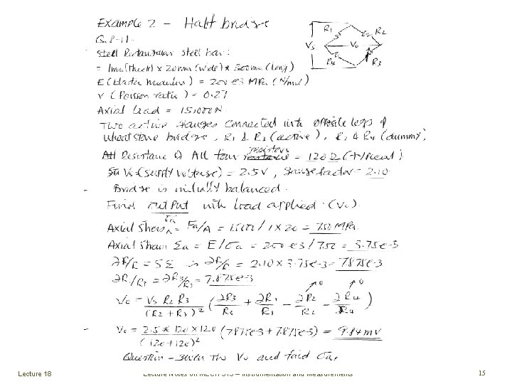 Example Half bridge Lecture 18 Lecture Notes on MECH 373 – Instrumentation and Measurements