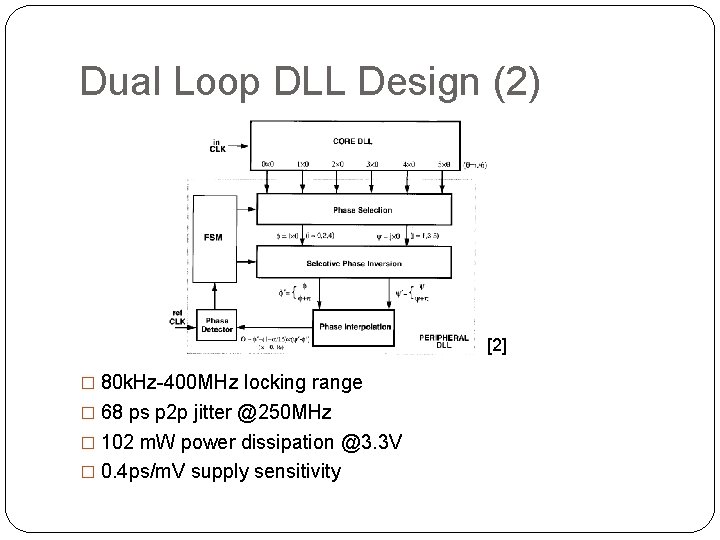Dual Loop DLL Design (2) [2] � 80 k. Hz-400 MHz locking range �