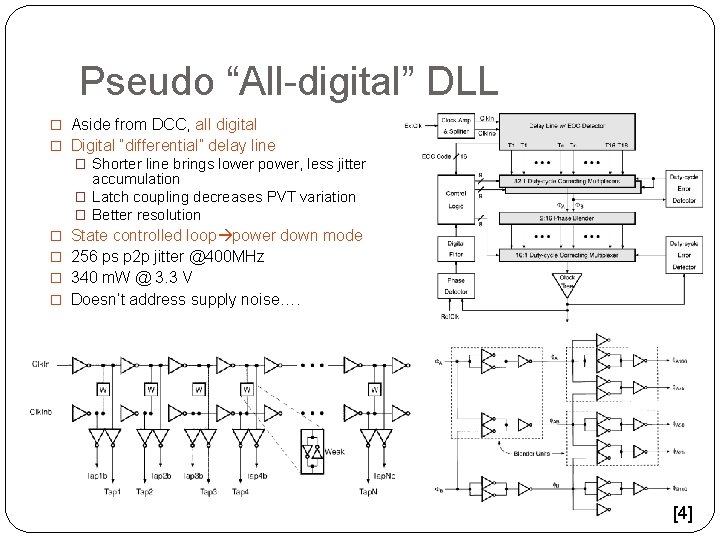Pseudo “All-digital” DLL � Aside from DCC, all digital � Digital “differential” delay line