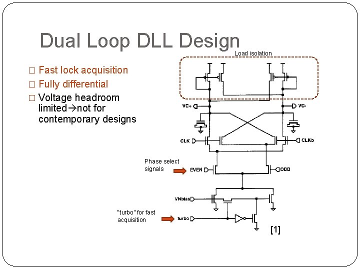 Dual Loop DLL Design Load isolation � Fast lock acquisition � Fully differential �