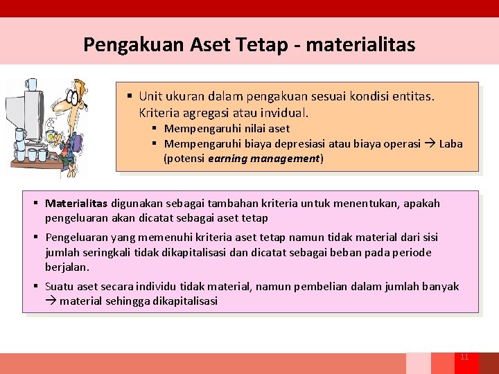 Pengakuan Aset Tetap - materialitas § Unit ukuran dalam pengakuan sesuai kondisi entitas. Kriteria