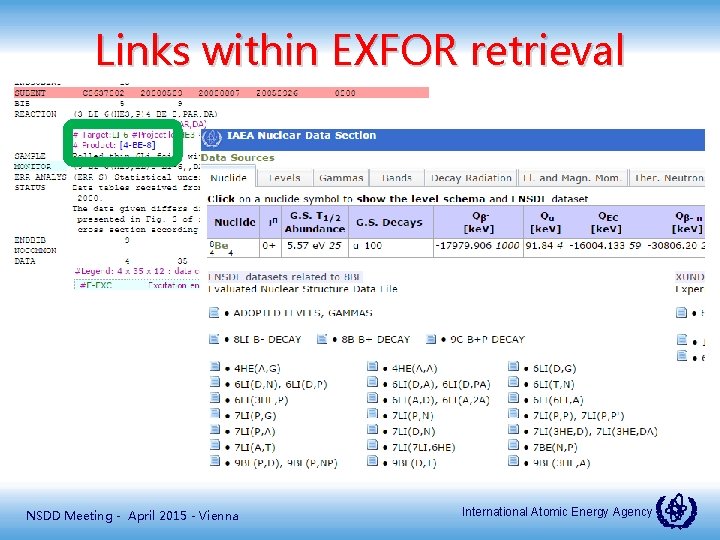 Links within EXFOR retrieval NSDD Meeting - April 2015 - Vienna International Atomic Energy