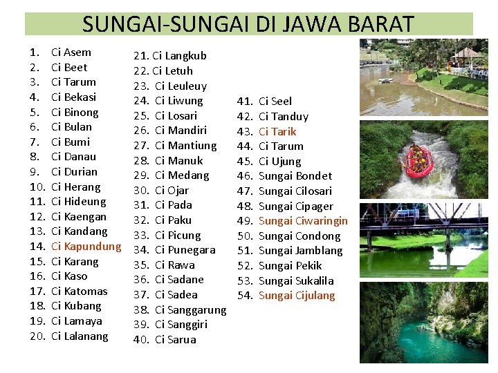 SUNGAI-SUNGAI DI JAWA BARAT 1. 2. 3. 4. 5. 6. 7. 8. 9. 10.