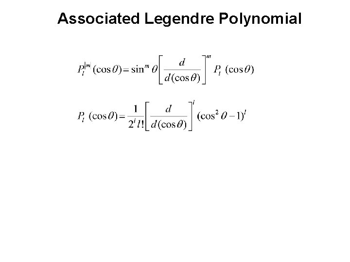 Associated Legendre Polynomial 