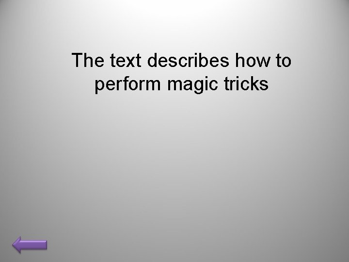 The text describes how to perform magic tricks 