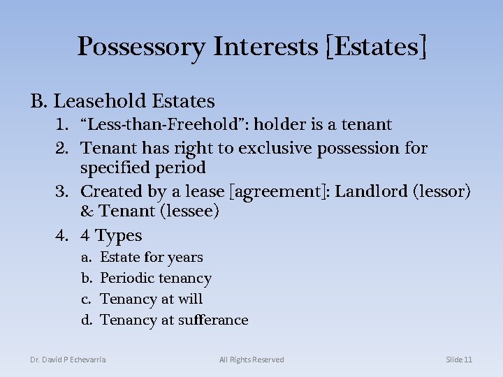 Freehold Estate Types
