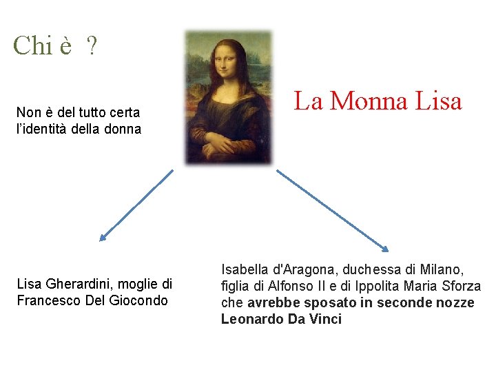 Chi è ? Non è del tutto certa l’identità della donna Lisa Gherardini, moglie