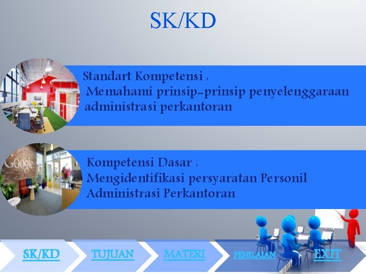 SK/KD Standart Kompetensi : Memahami prinsip-prinsip penyelenggaraan administrasi perkantoran Kompetensi Dasar : Mengidentifikasi persyaratan